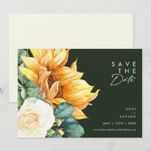 Save The Date Script de tournesol   Vert foncé horizontal