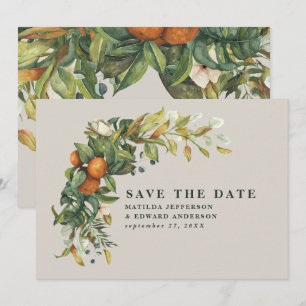 Save The Date Script élégant mariage agrumes botanique moderne
