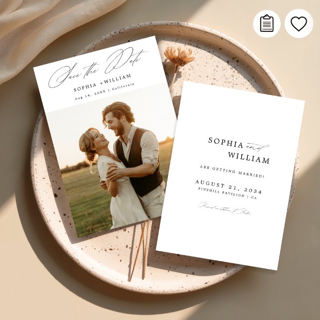 Save The Date Script élégant moderne Rustic Sunset Mariage photo (Créateur téléchargé)