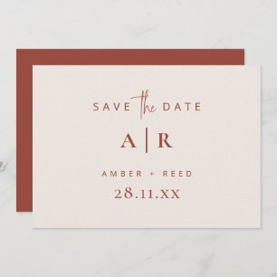 Save The Date Script en terre cuite minimaliste Mariage simple e