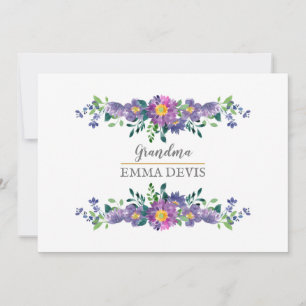 Save The Date Script floral d'aquarelle élégant grand-mère