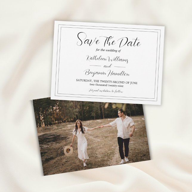 Save The Date Script Formel Mariage Photo Noir Et Blanc (Script Formal Black And White Photo Wedding Save The Date
)