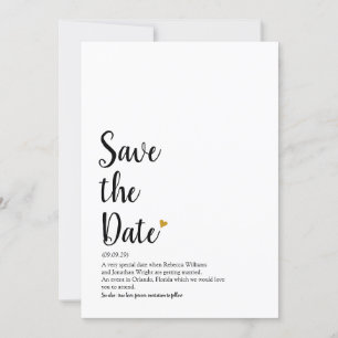 Save The Date Script Gold Heart Enregistrer la définition de dat