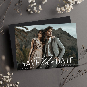 Save The Date Script lisse   Mariage photo horizontal unique