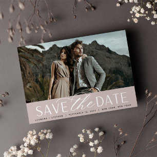 Save The Date Script lisse   Mariage photo horizontal unique