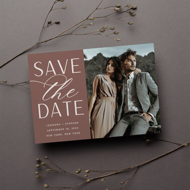 Save The Date Script lisse | Mariage photo unique (Créateur téléchargé)