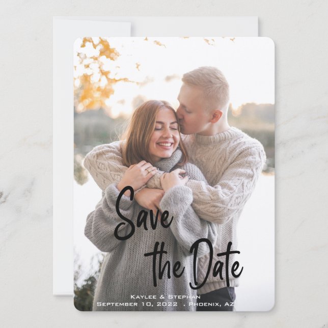 Save The Date Script manuscrit élégant photo personnalisée (Devant)