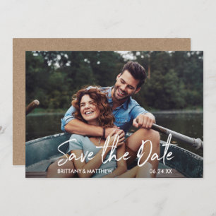 Save The Date Script manuscrit moderne photo Kraft