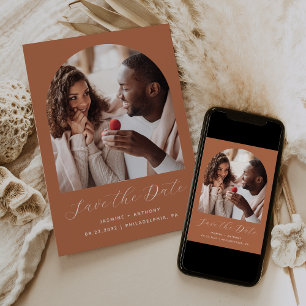 Save The Date Script minimal Boho Photo Arch en Terracotta