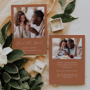 Save The Date Script minimal de 2 photos en terre cuite