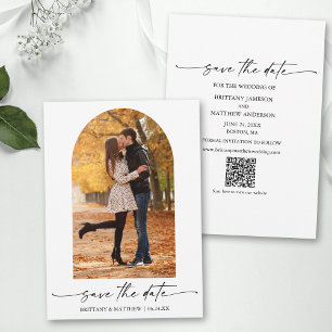 Save The Date Script minimaliste moderne d'encre Code QR Arche p