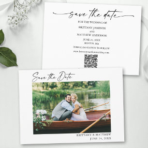 Save The Date Script minimaliste moderne d'encre Couple photo QR