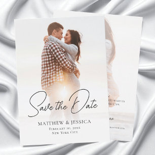 Save The Date Script minimaliste moderne Deux photos Mariage élé