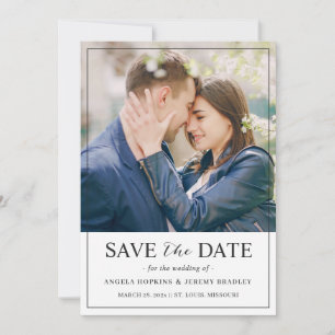 Save The Date Script minimaliste moderne noir photo blanche