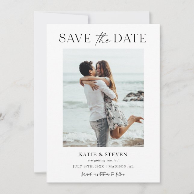 Save The Date Script minimaliste photo (Devant)