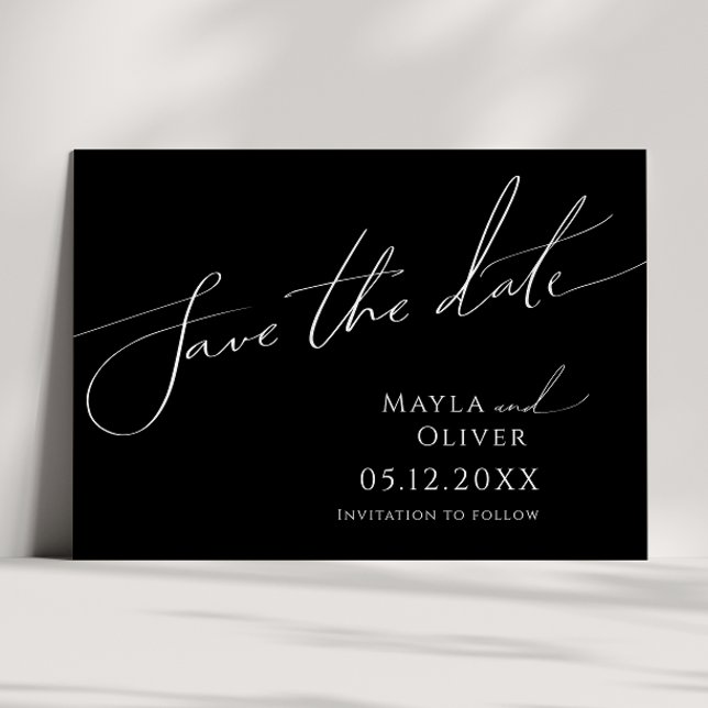 Save The Date Script minimaliste Whimsical | Horizontal noir (Créateur téléchargé)