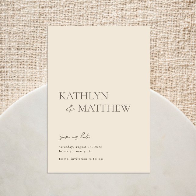 Save The Date Script moderne beige Whimsical Mariage bohème (Créateur téléchargé)