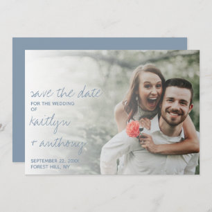 Save The Date Script moderne Dusty bleu minimaliste Mariage