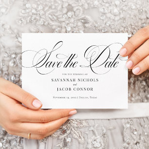 Save The Date Script moderne élégant noir et blanc