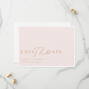 Save The Date Script moderne & élégant rose & Rose Blush Gold