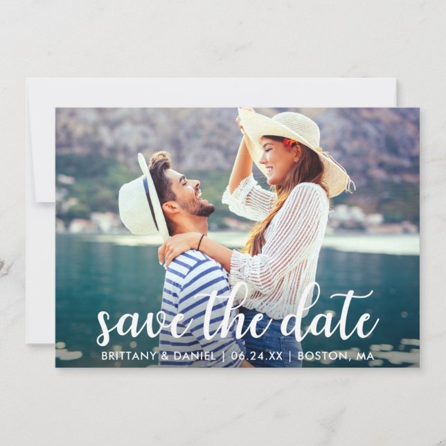 Save The Date Script moderne | Enregistrer La Date Annonce Photo (Devant)
