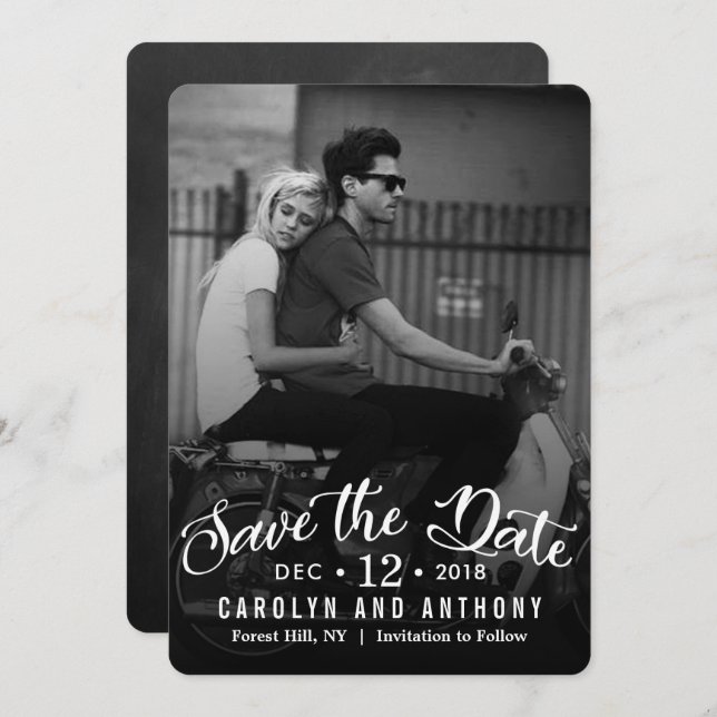 Save The Date Script Moderne | Enregistrer la date de photo pers (Devant / Derrière)