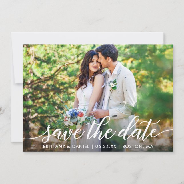 Save The Date Script Moderne Enregistrer La Date Photo W Card (Devant)