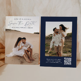 Save The Date Script moderne Marine QR Code 2 Photo