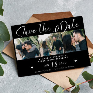 Save The Date Script moderne multi photo noir mariage