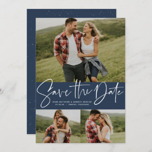Save The Date Script moderne tendance trois photo marine