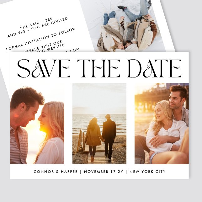Save The Date Script MODERNE Trois mariage multi-photo (Créateur téléchargé)