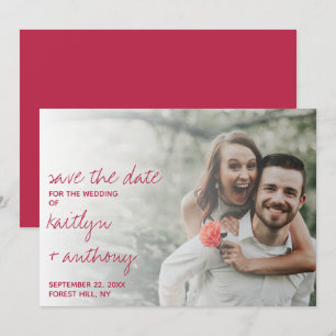 Save The Date Script moderne Viva Magenta Photo minimaliste