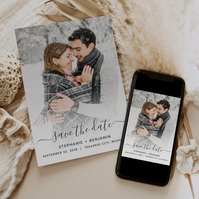 Save The Date Script photo moderne simple Enregistrer la date (Créateur téléchargé)