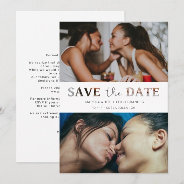 Save The Date Script photo personnalisé du Mariage d'effet de pa (Devant / Derrière)