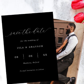 Save The Date Script romantique noir et blanc Mariage photo