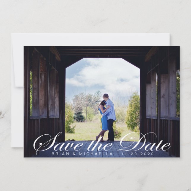 Save The Date Script Romantiquement Élégant Appareils Photo Enre (Devant)