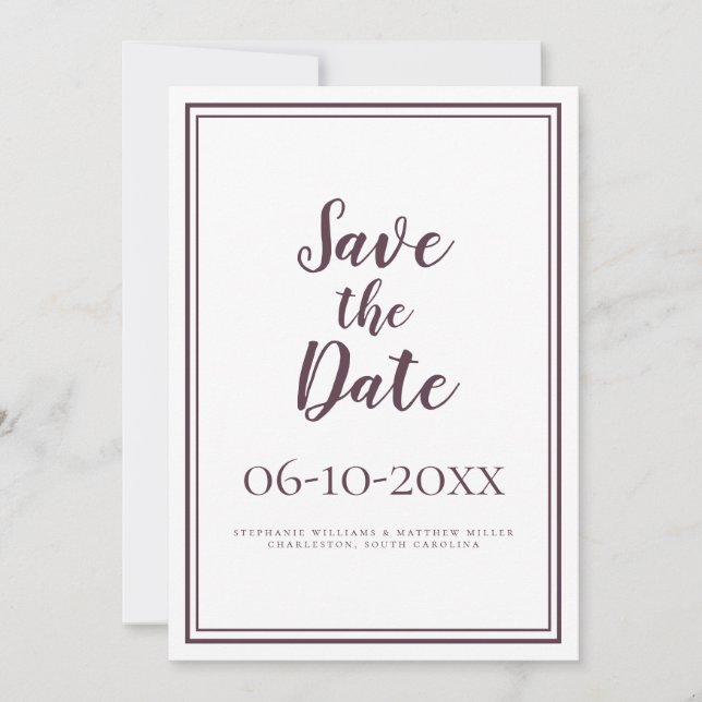 Save The Date Script Simple Enregistrer La Date Mariage Classiqu (Devant)