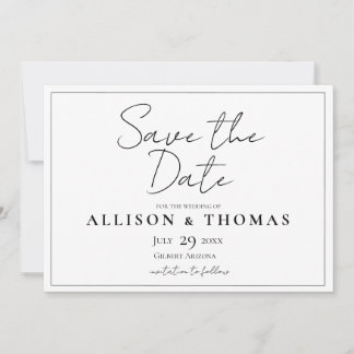 Save The Date Script simple noir et blanc Enregistrer la date