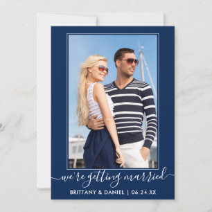 Save The Date Script tendance Se marier Marine Bleu