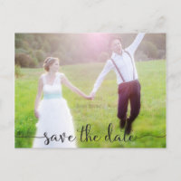 SAVE THE DATE Script Typografy Foto Postcard