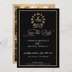 Save The Date Script Vintage calligraphie noir n or photo