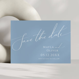 Save The Date Script Whimsical   Dusty Blue Horizontal