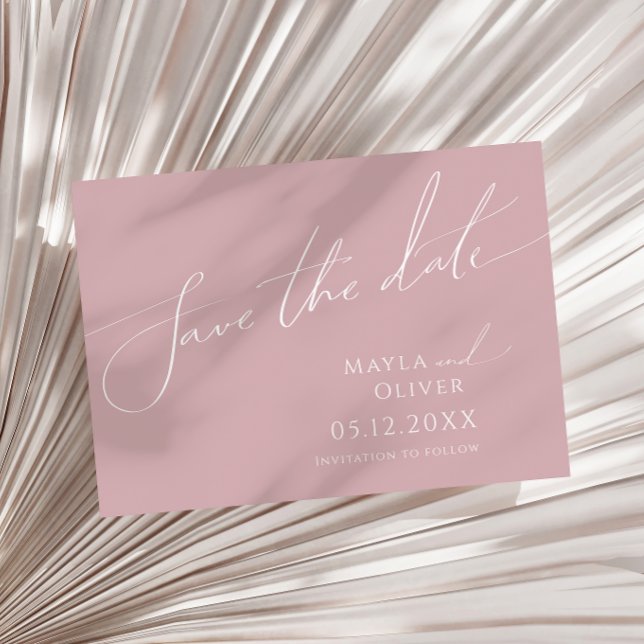 Save The Date Script Whimsical | Dusty Rose Horizontal (Créateur téléchargé)
