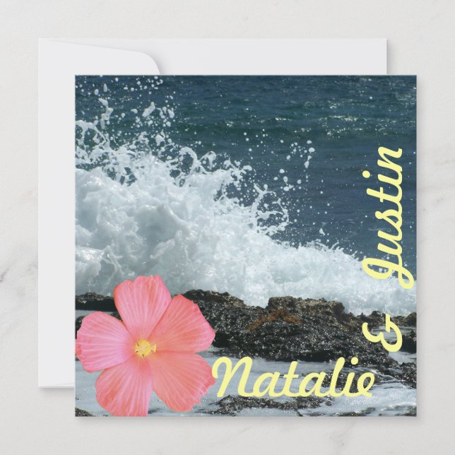 Save The Date Sea Shore et Hibiscus Tropical Enregistrer la date (Devant)