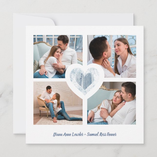 Save The Date Séance de photos de fiançailles Couple Blue Heart  (Devant)