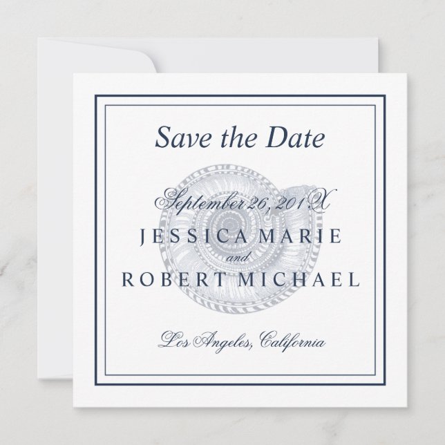 Save The Date Seashell Beach Wedding Enregistrer la date Carré - (Devant)