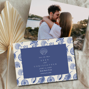 Save The Date Seashell Coastal Beach Wedding Photo