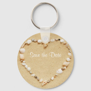 Save the Date Seashell-Herz-Schlüsselanhänger Schlüsselanhänger