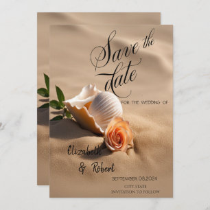 Save The Date Seashells Rose Sand Enregistrer La Date