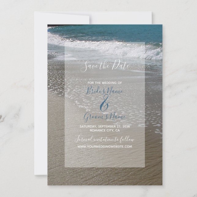 Save The Date Seaside Beach & Sand Wedding Enregistrer La Date (Devant)